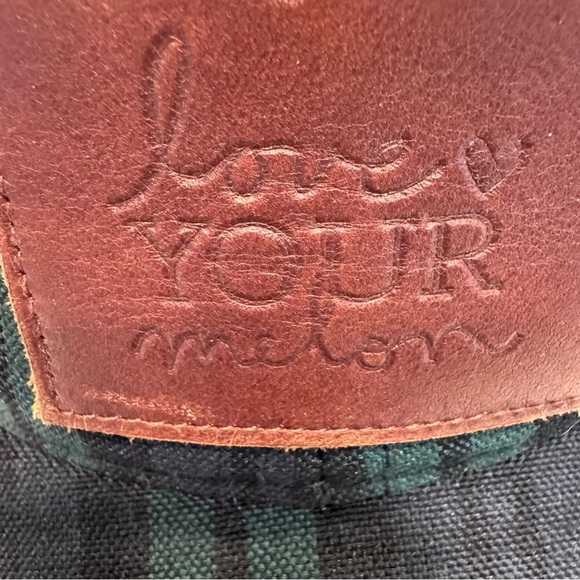 LOVE YOUR MELON Plaid Baseball Cap Hat Adult Size Cotton Made In USA - Picture 3 of 7